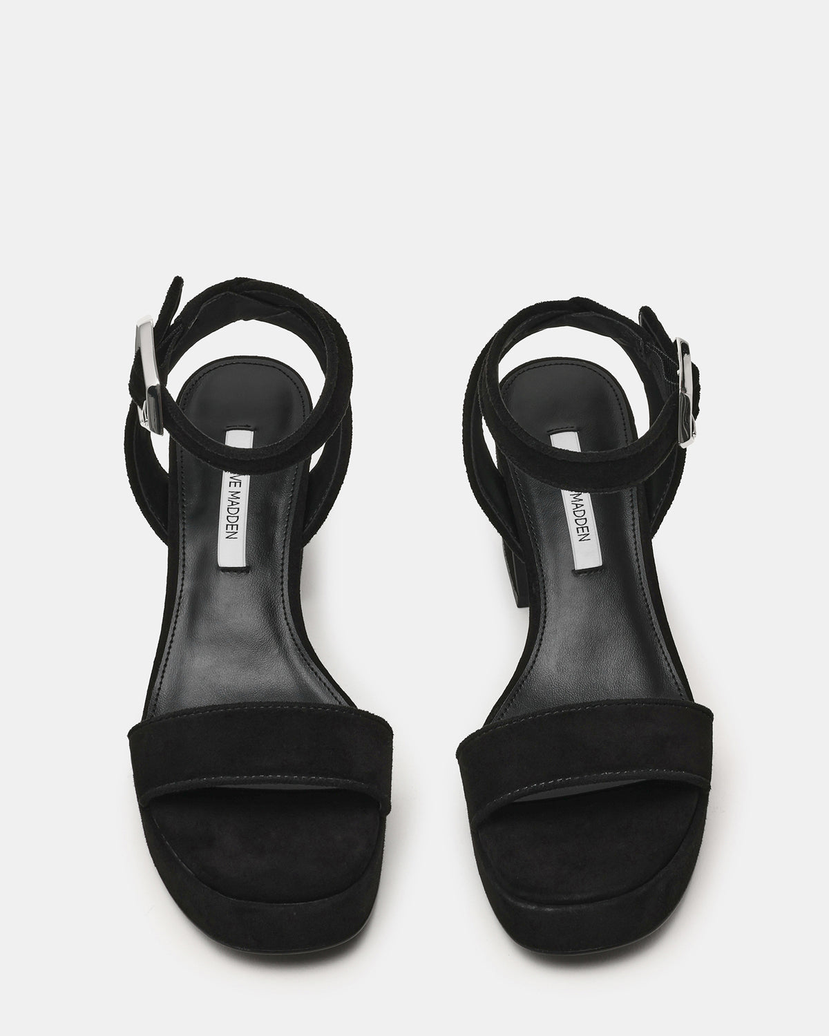 ELIDA Black Suede Ankle Strap Platform Women's Block Heel - Steve Madden