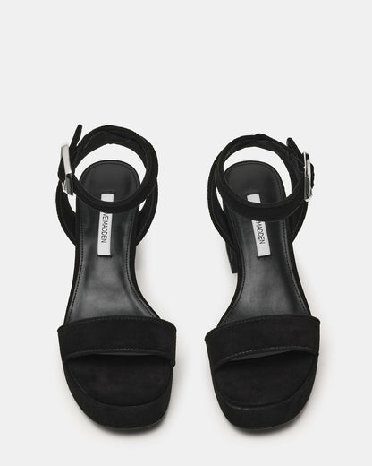 ELIDA Black Suede Ankle Strap Platform Women's Block Heel - Steve Madden