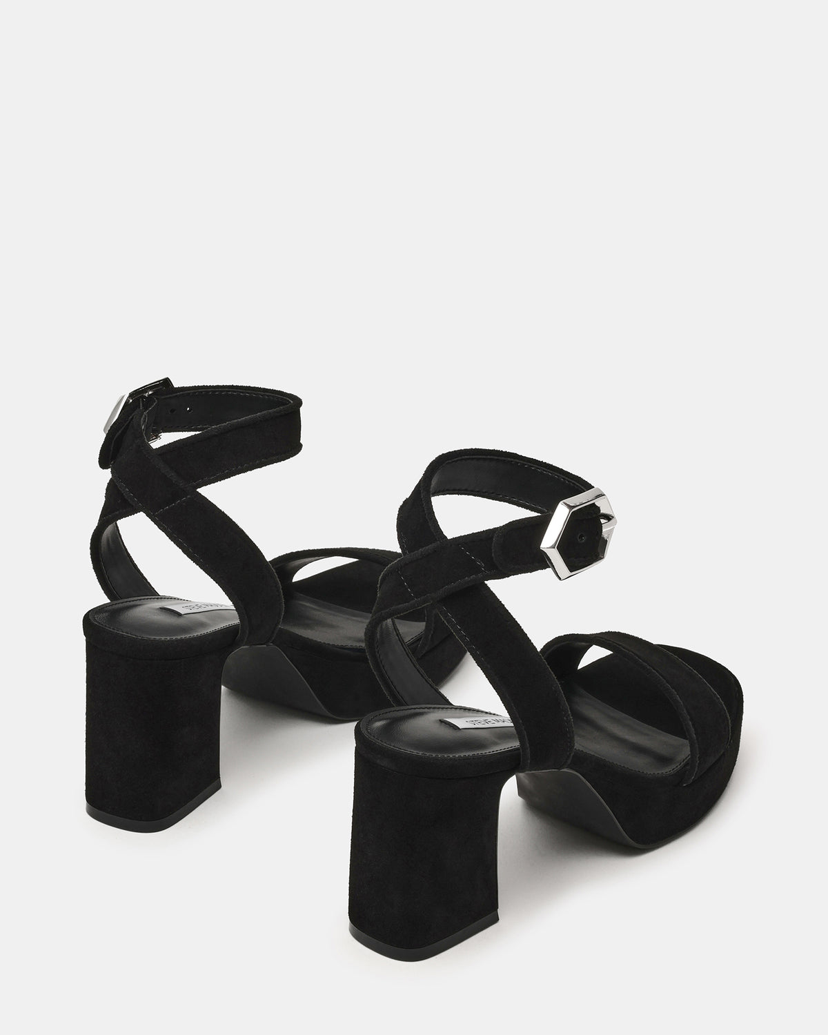 ELIDA Black Suede Ankle Strap Platform Women's Block Heel - Steve Madden