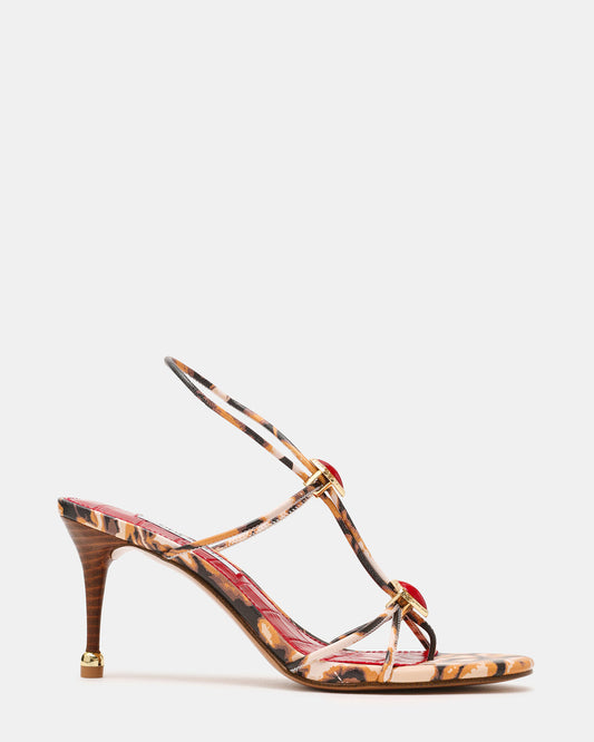 RAMOS-STONE RED/BROWN PRINT Strappy Stiletto Women's Heel - Steve Madden