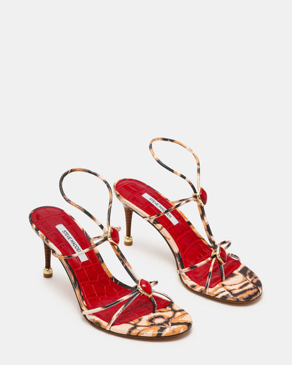 RAMOS-STONE RED/BROWN PRINT Strappy Stiletto Women's Heel - Steve Madden