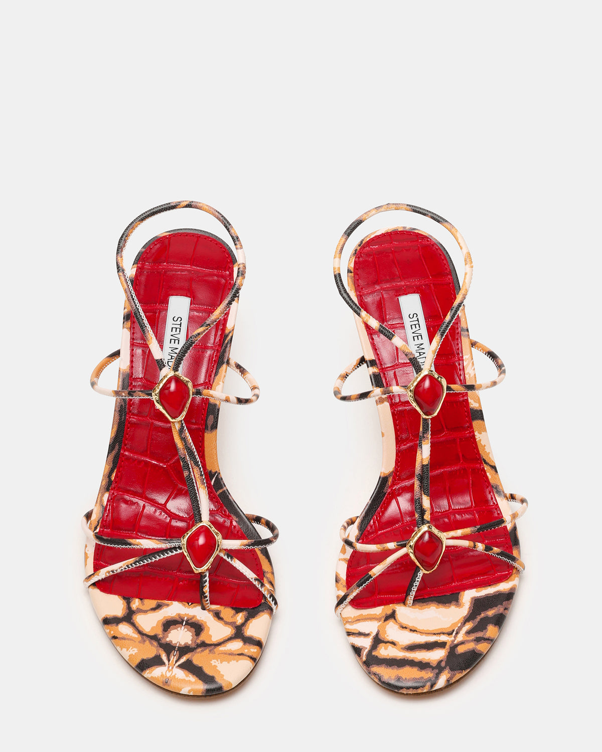 RAMOS-STONE RED/BROWN PRINT Strappy Stiletto Women's Heel - Steve Madden