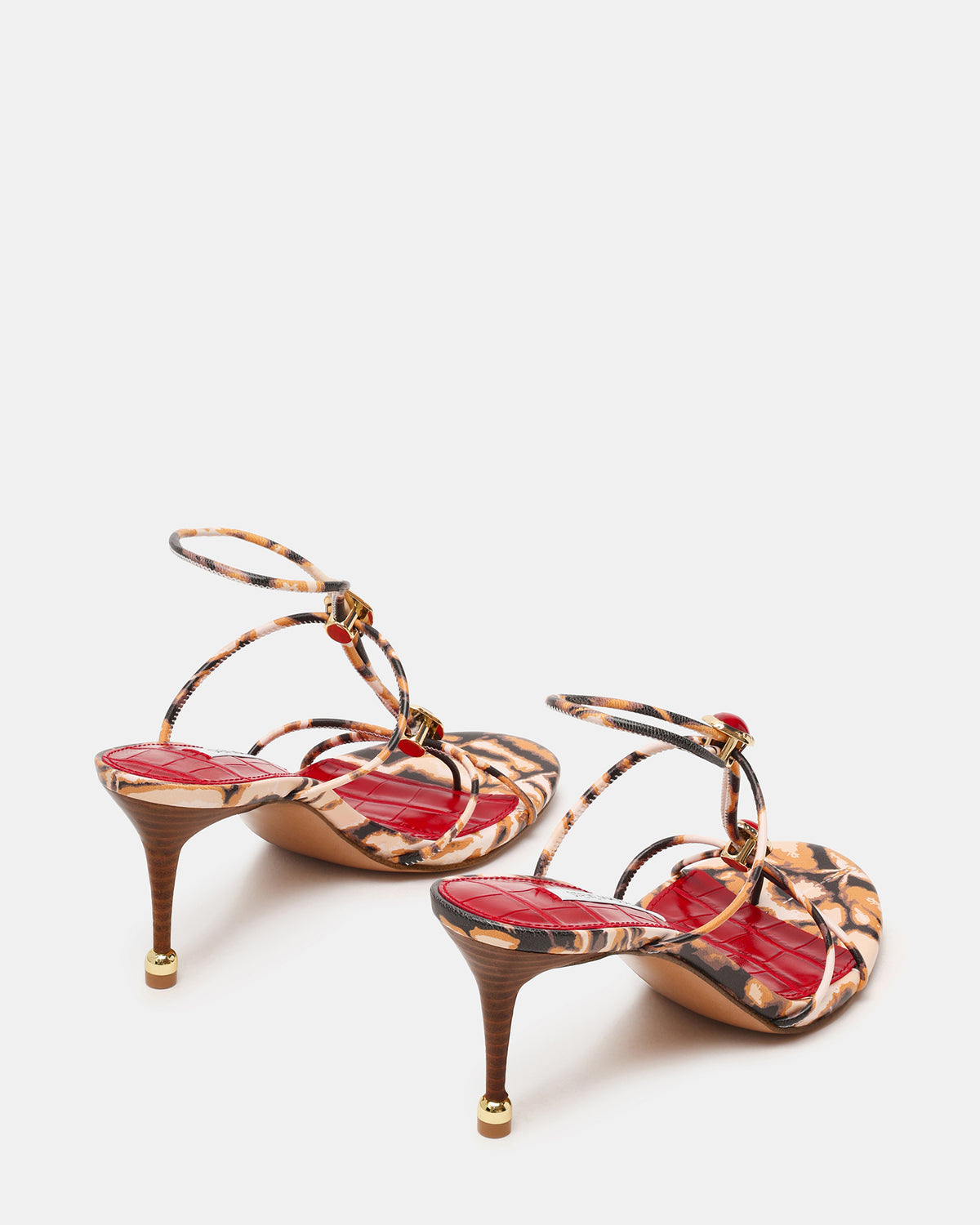 RAMOS-STONE RED/BROWN PRINT Strappy Stiletto Women's Heel - Steve Madden