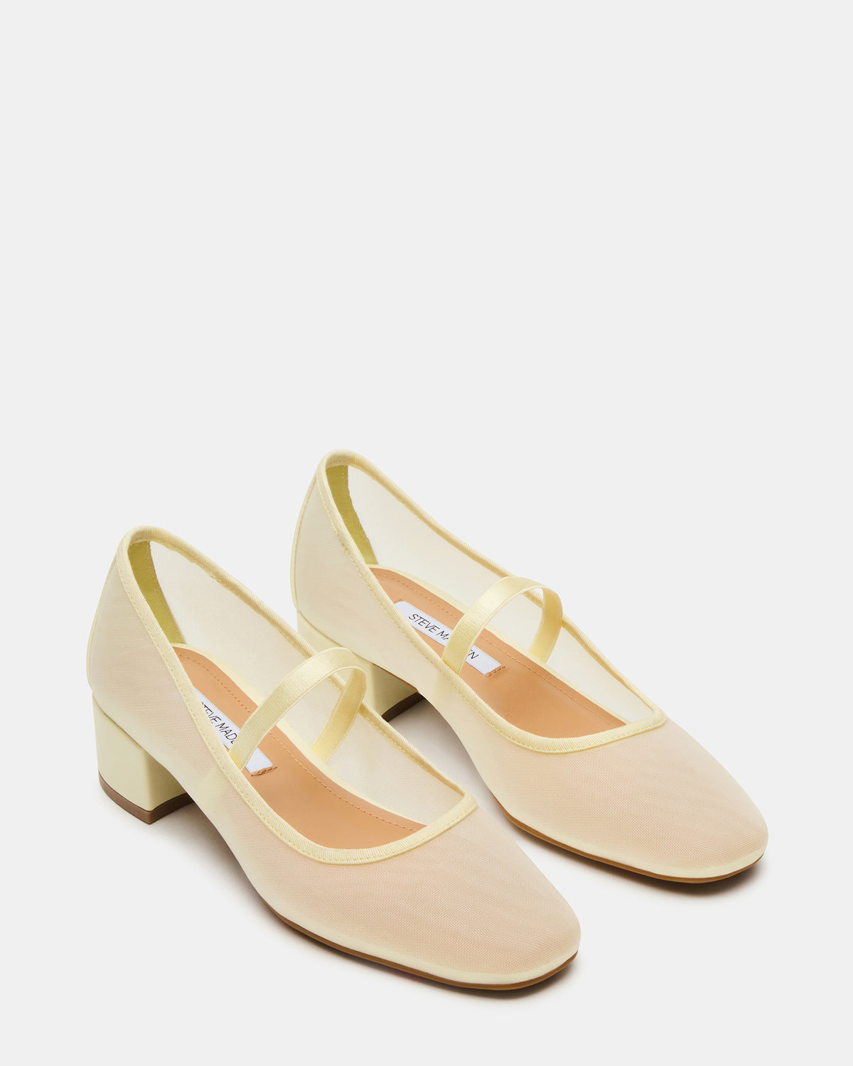 MURAL Butter Yellow Mary Jane Block Heel Square-Toe Women's Heel - Steve Madden