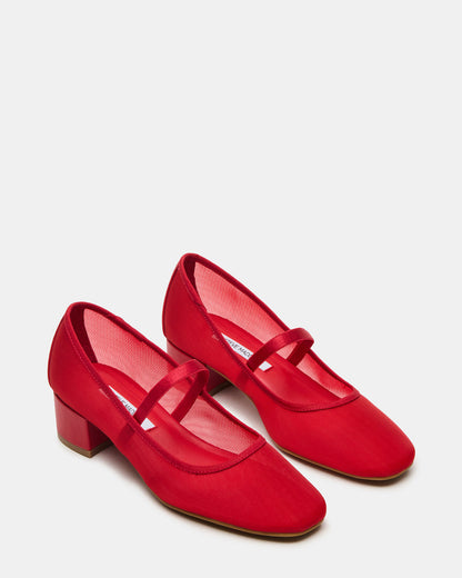 MURAL Red Mary Jane Block Heel Square-Toe Women's Heel - Steve Madden