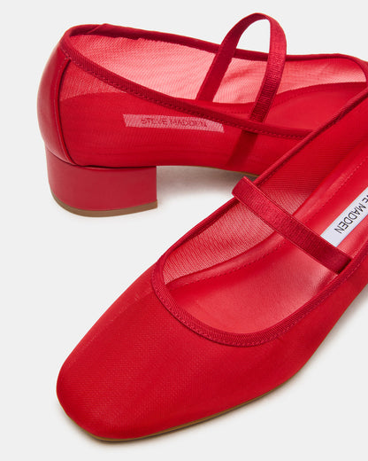 MURAL Red Mary Jane Block Heel Square-Toe Women's Heel - Steve Madden