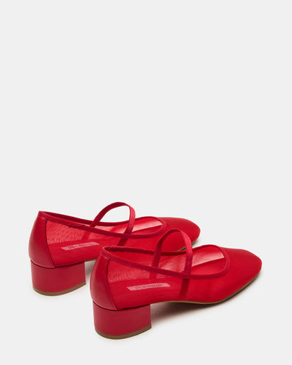 MURAL Red Mary Jane Block Heel Square-Toe Women's Heel - Steve Madden