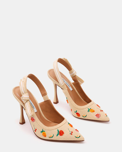 BRI Raffia Fruit Multi Slingback Pump Women's Heel - Steve Madden