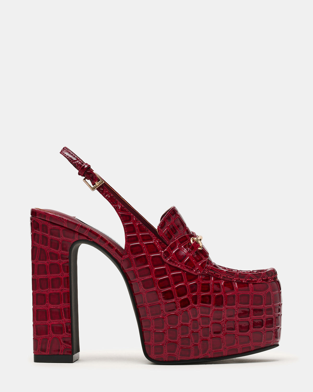 QUINN Red Crocodile Platform Slingback Women's Heel - Steve Madden