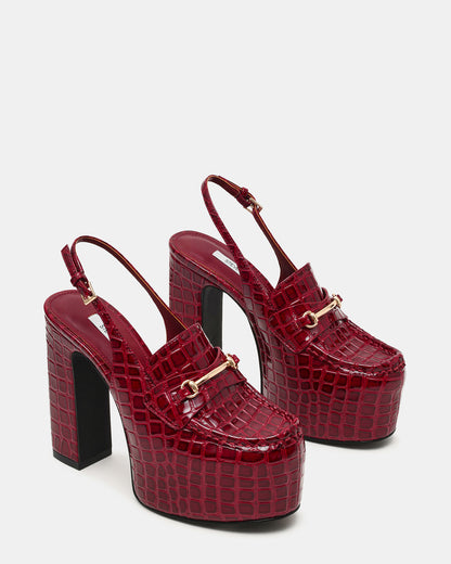 QUINN Red Crocodile Platform Slingback Women's Heel - Steve Madden