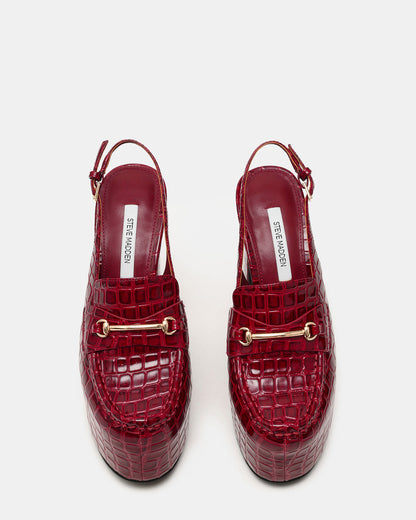 QUINN Red Crocodile Platform Slingback Women's Heel - Steve Madden