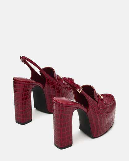 QUINN Red Crocodile Platform Slingback Women's Heel - Steve Madden