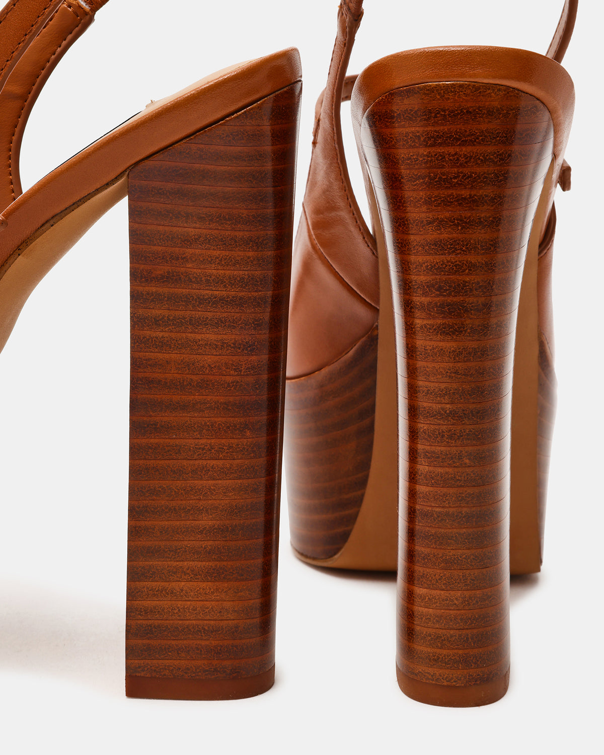SCOTLYN Stacked Tan Leather Mary-Mary Platform Women's Block Heel - Steve Madden