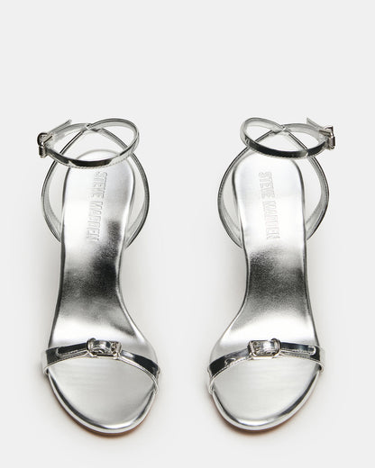 FOXX Silver Strappy Stiletto Open-Toe Women's Heel - Steve Madden