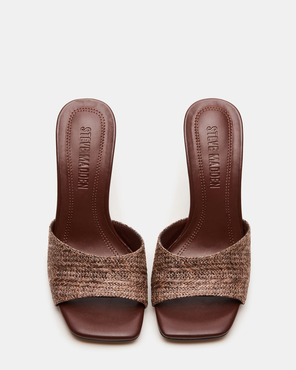 SIA Brown Square-Toe Mule Sculptured Beaded Women's Heel - Steve Madden