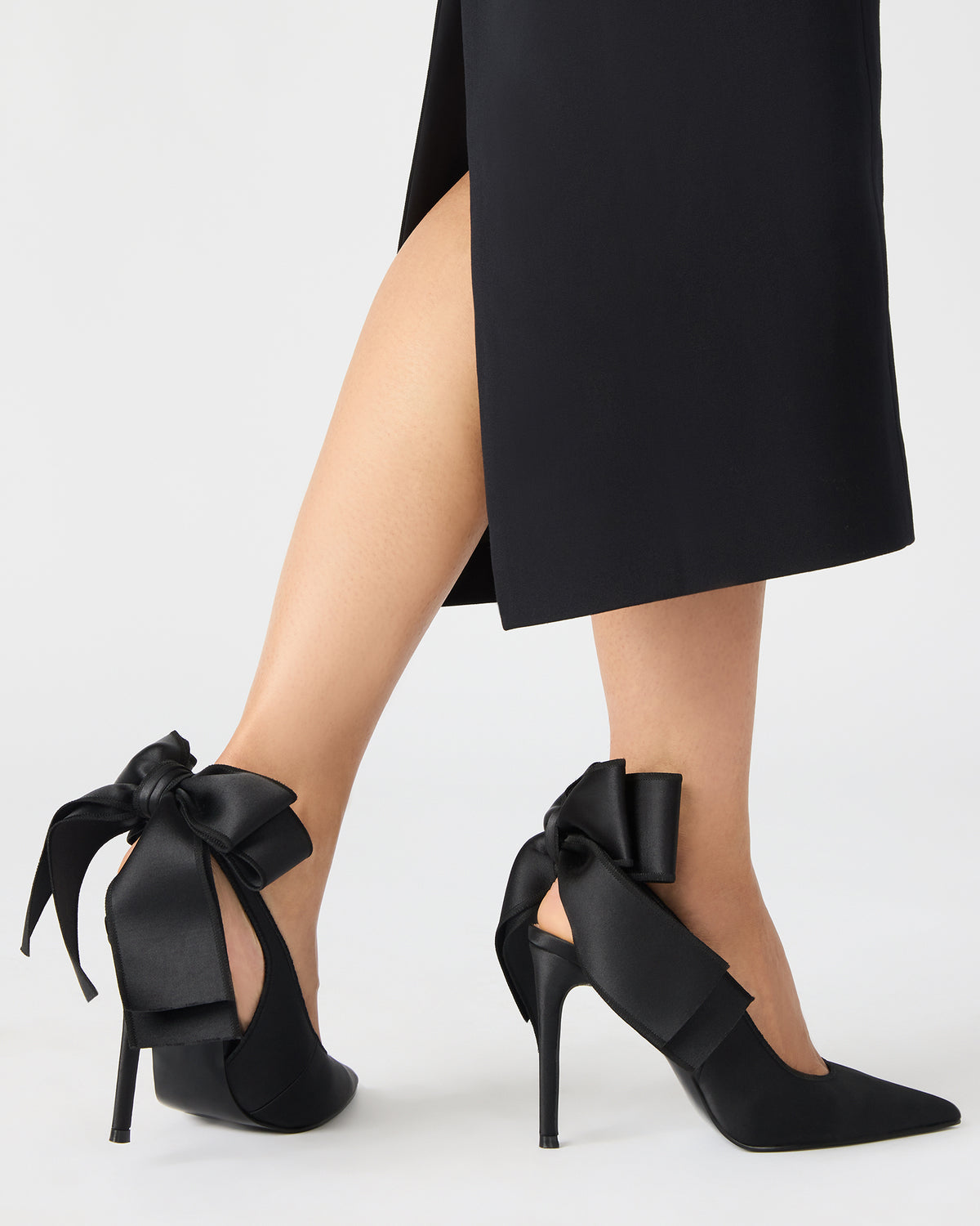 TEACUP Black Satin Women's Pointed-Toe Slingback Heel - Steve Madden