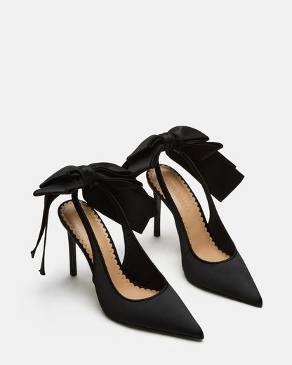 TEACUP Black Satin Women's Pointed-Toe Slingback Heel - Steve Madden