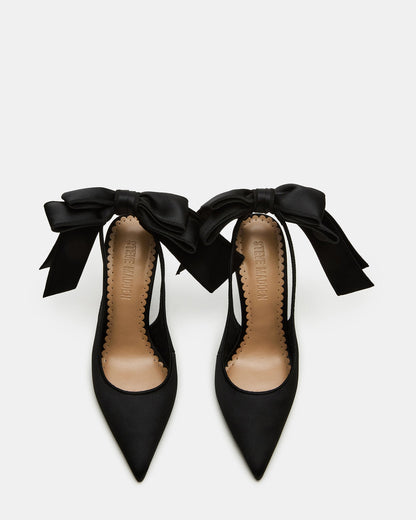 TEACUP Black Satin Women's Pointed-Toe Slingback Heel - Steve Madden