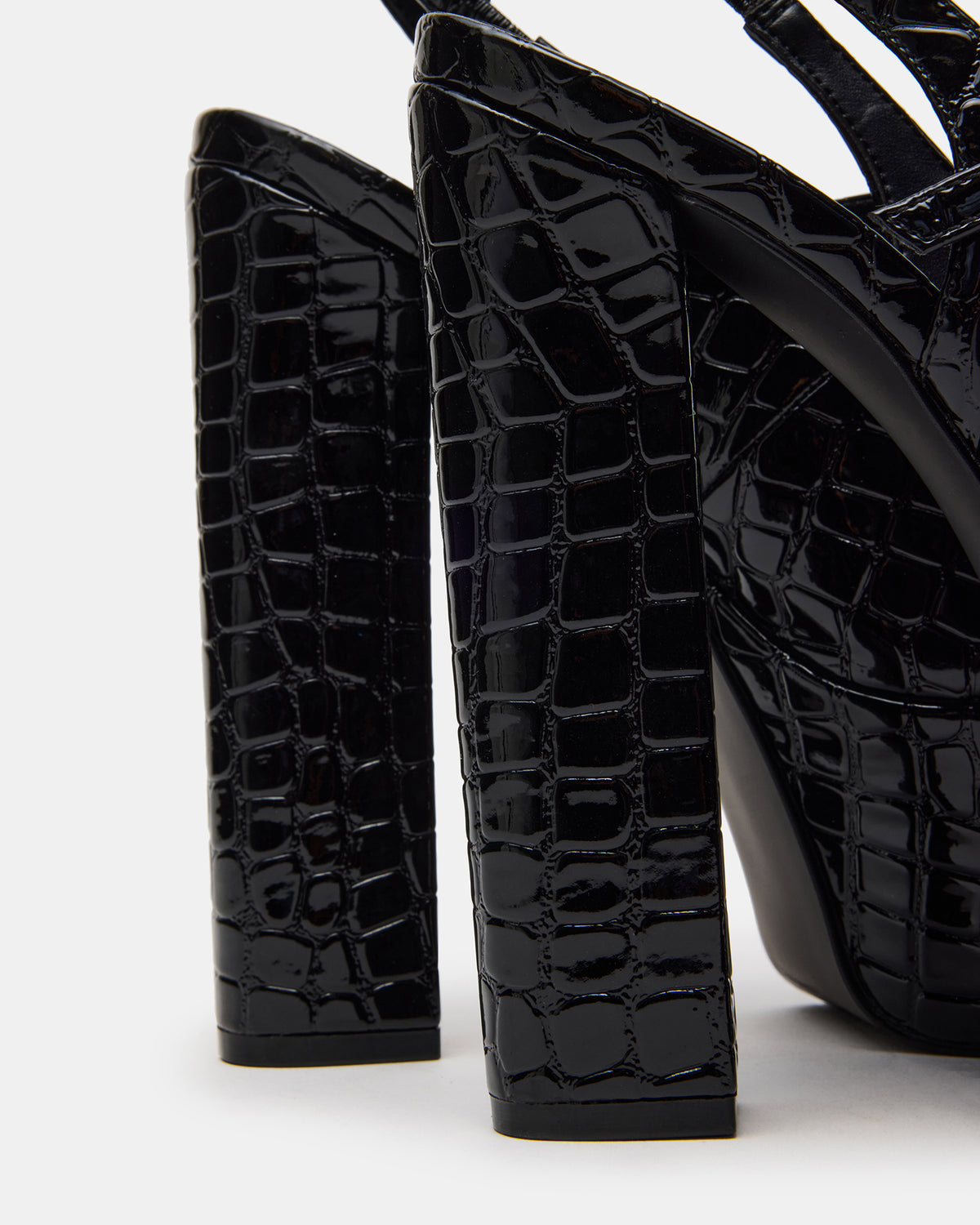 SCOTLYN Black Crocodile Women's Platform Block Heel - Steve Madden