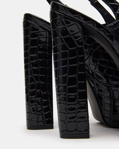 SCOTLYN Black Crocodile Women's Platform Block Heel - Steve Madden