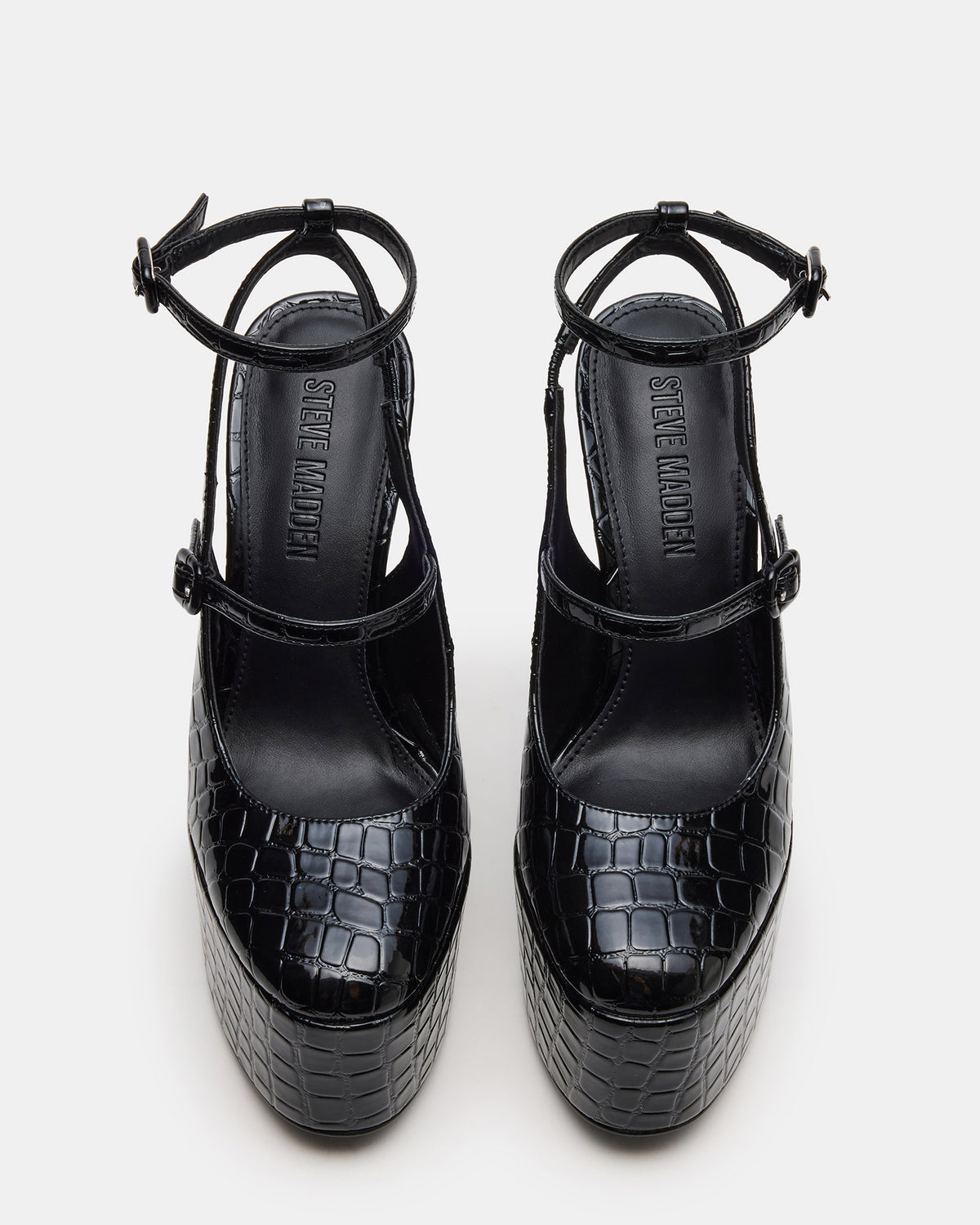 SCOTLYN Black Crocodile Women's Platform Block Heel - Steve Madden