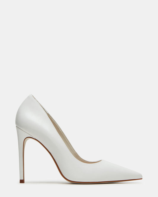NOIR White Leather Pointed-Toe Stiletto Pump Women's Heels - Steve Madden