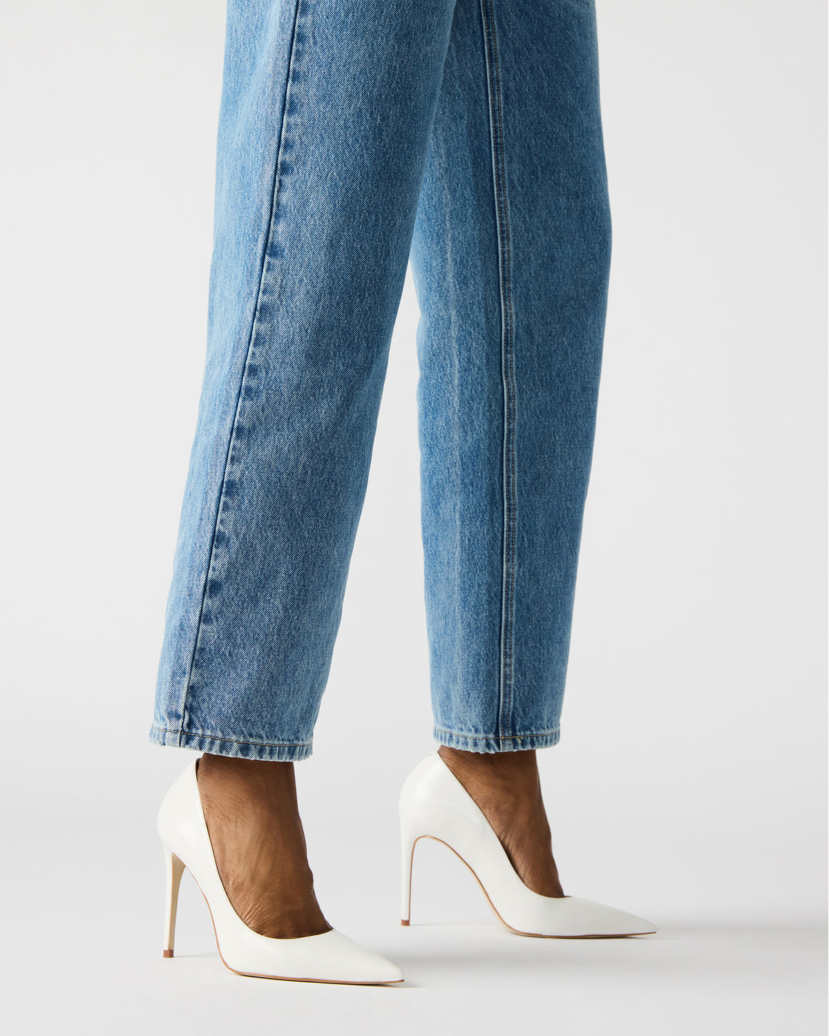 NOIR White Leather Pointed-Toe Stiletto Pump Women's Heels - Steve Madden