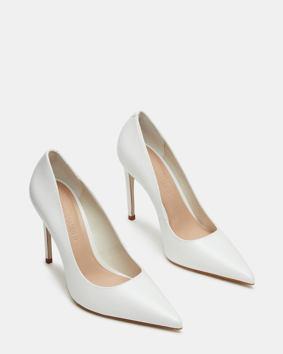 NOIR White Leather Pointed-Toe Stiletto Pump Women's Heels - Steve Madden