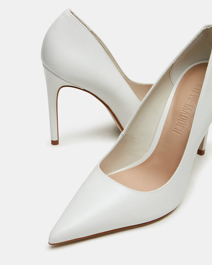 NOIR White Leather Pointed-Toe Stiletto Pump Women's Heels - Steve Madden