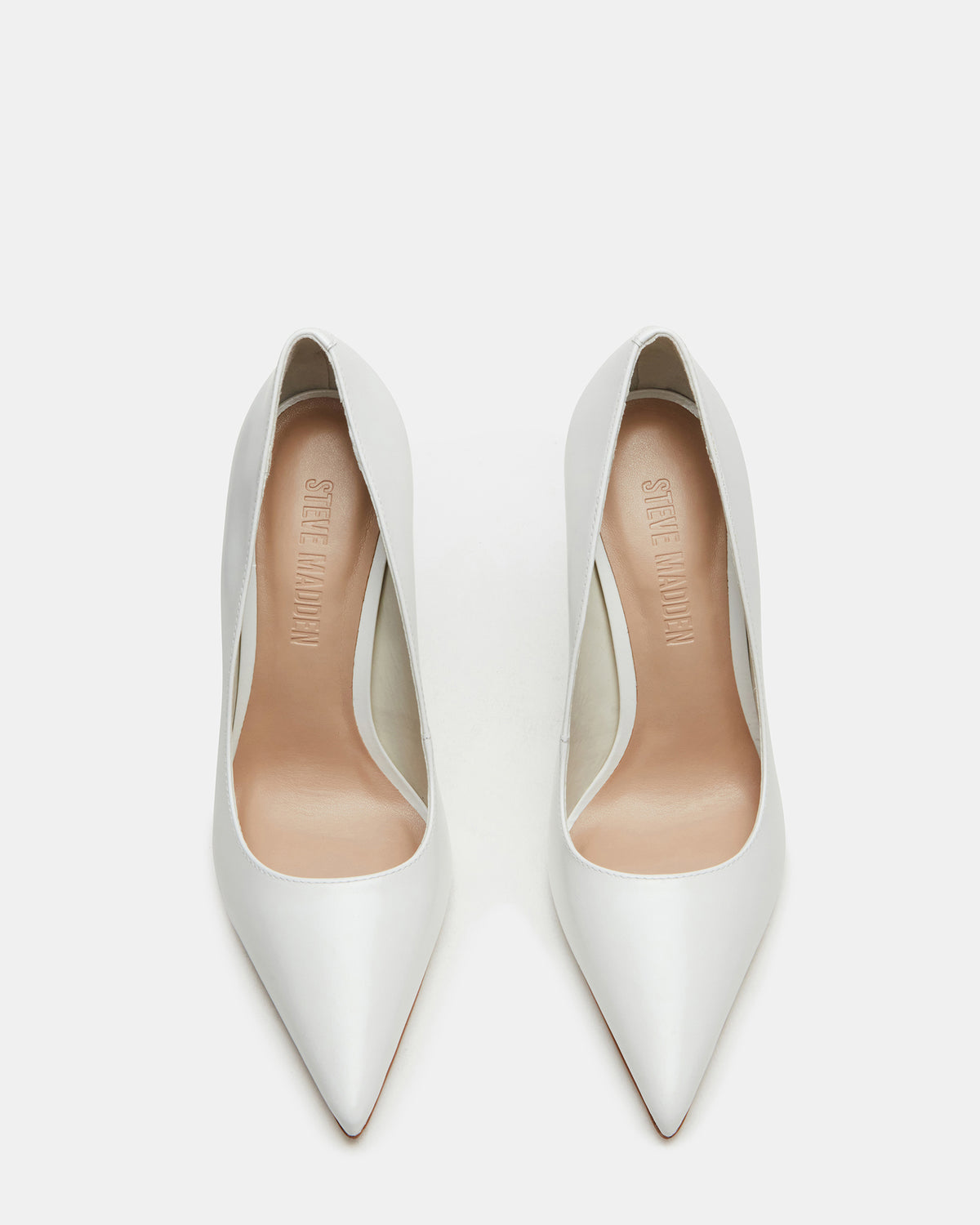 NOIR White Leather Pointed-Toe Stiletto Pump Women's Heels - Steve Madden