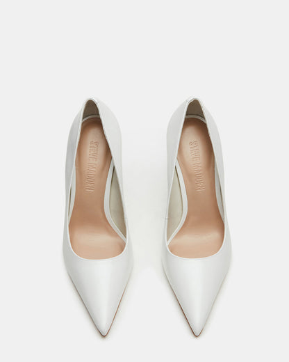 NOIR White Leather Pointed-Toe Stiletto Pump Women's Heels - Steve Madden