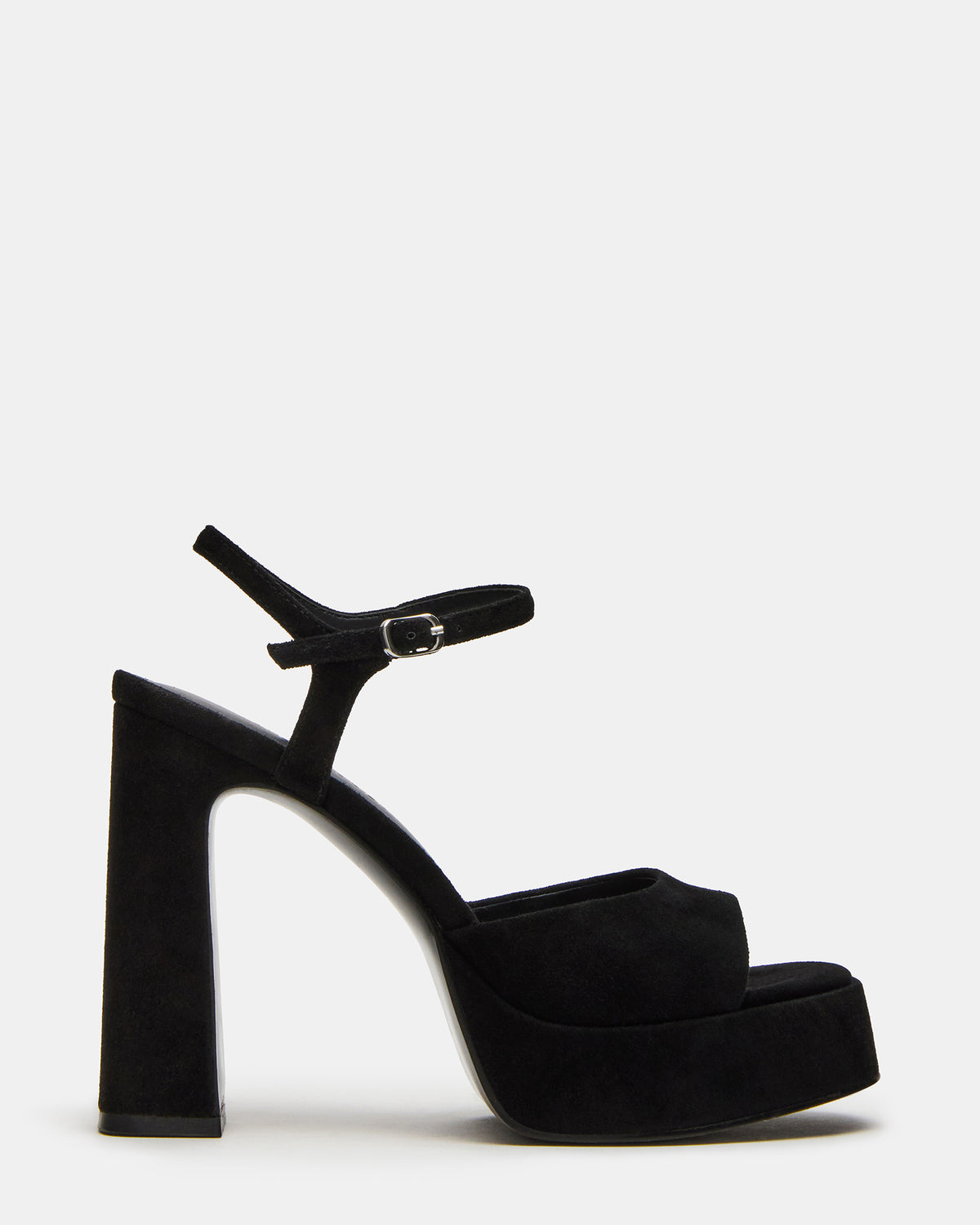 LINADRA Black Suede Women's Platform Square-Toe Strappy Heel - Steve Madden