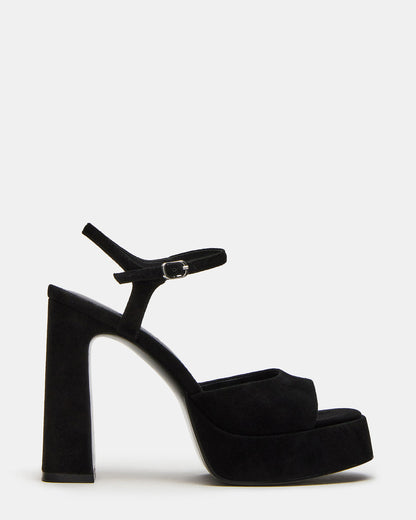 LINADRA Black Suede Women's Platform Square-Toe Strappy Heel - Steve Madden