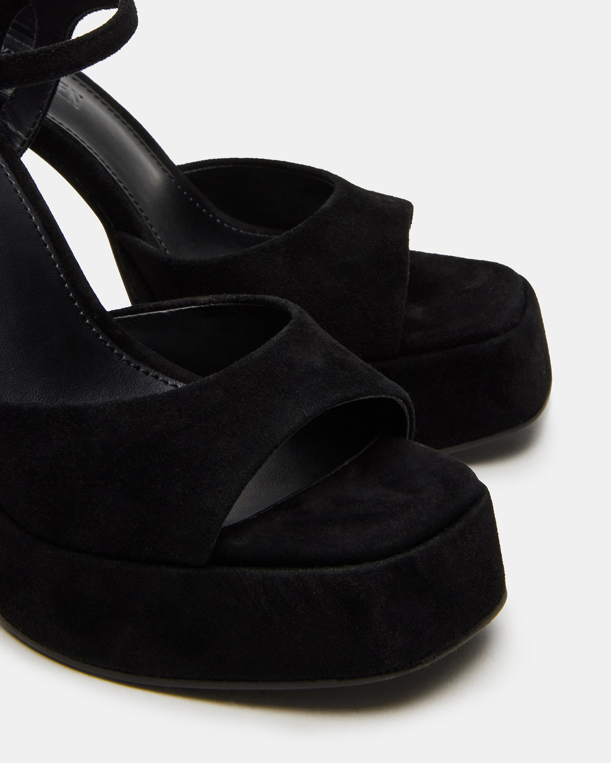 LINADRA Black Suede Women's Platform Square-Toe Strappy Heel - Steve Madden