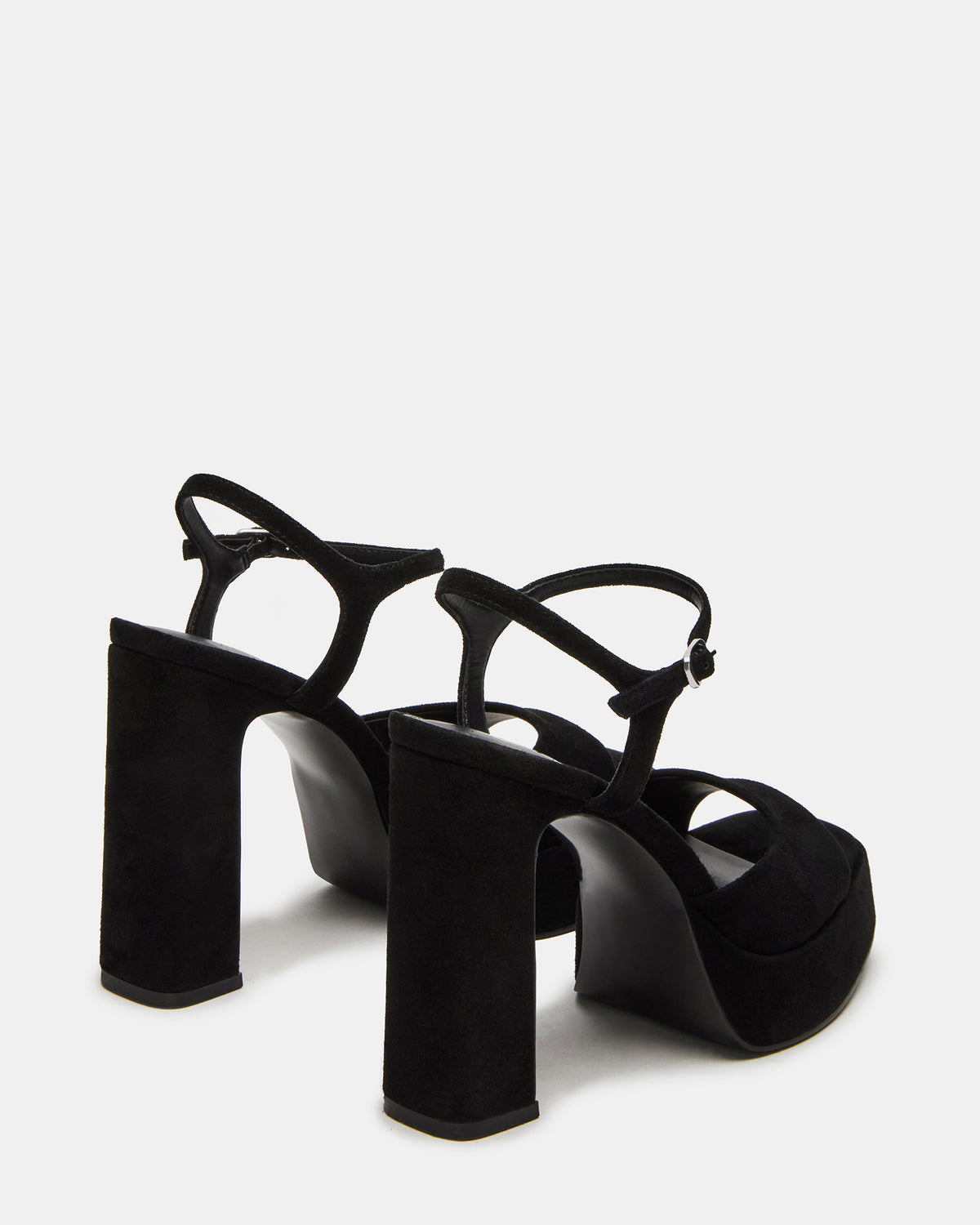 LINADRA Black Suede Women's Platform Square-Toe Strappy Heel - Steve Madden