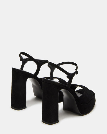 LINADRA Black Suede Women's Platform Square-Toe Strappy Heel - Steve Madden