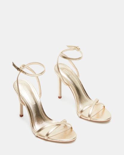JYPSEY Gold Leather Strappy Stiletto Women's Heel - Steve Madden