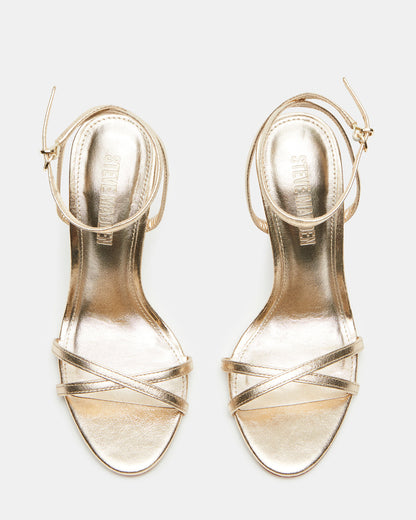 JYPSEY Gold Leather Strappy Stiletto Women's Heel - Steve Madden