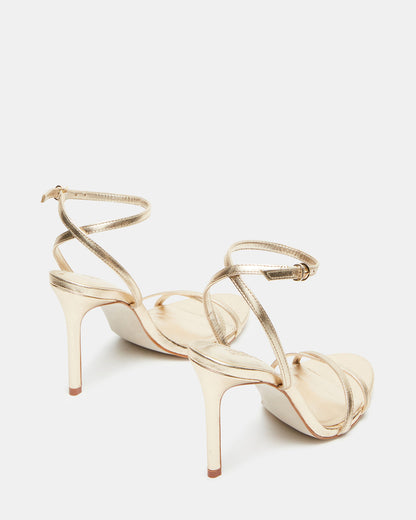 JYPSEY Gold Leather Strappy Stiletto Women's Heel - Steve Madden