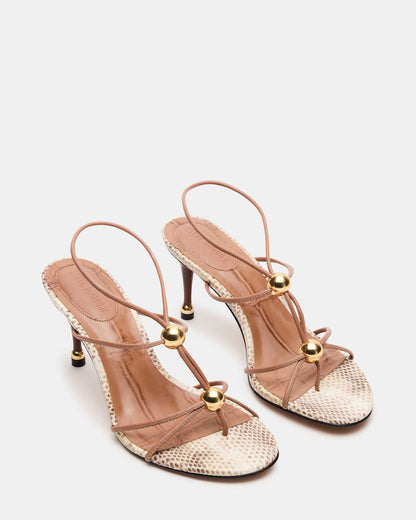 RAMOS Natural Snake Strappy Stiletto Women's Heel - Steve Madden