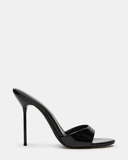 DAVINA Black Patent Rounded Open-Toe Mule Stiletto Women's Heel - Steve Madden