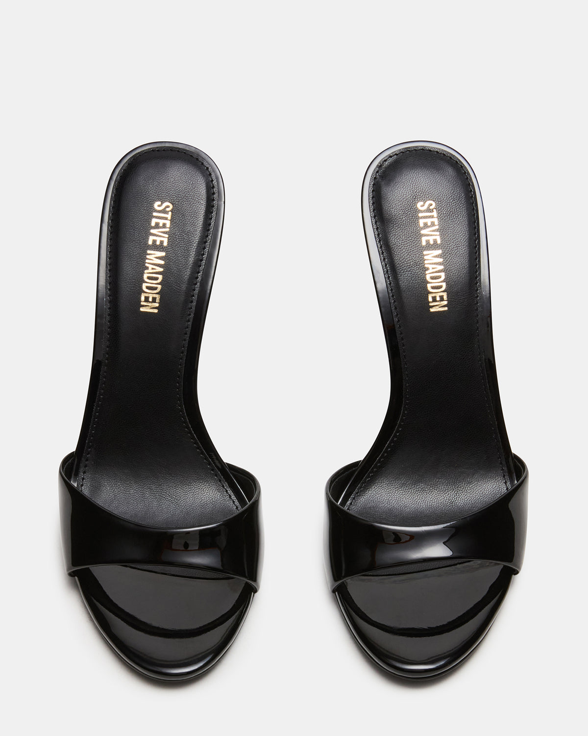 DAVINA Black Patent Rounded Open-Toe Mule Stiletto Women's Heel - Steve Madden