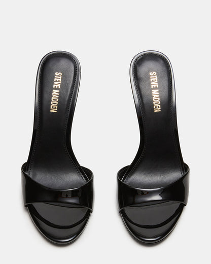 DAVINA Black Patent Rounded Open-Toe Mule Stiletto Women's Heel - Steve Madden