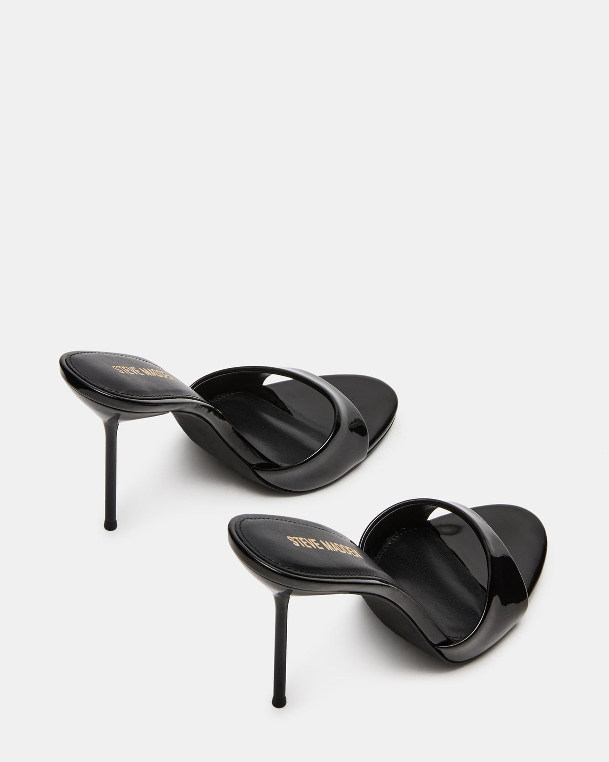 DAVINA Black Patent Rounded Open-Toe Mule Stiletto Women's Heel - Steve Madden