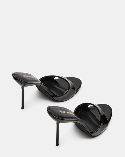 DAVINA Black Patent Rounded Open-Toe Mule Stiletto Women's Heel - Steve Madden