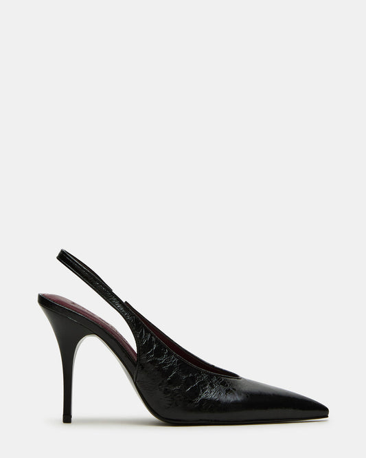 ANDROMEDA Black Leather Slingback Pointed-Toe Stiletto Pump Women's Heel - Steve Madden