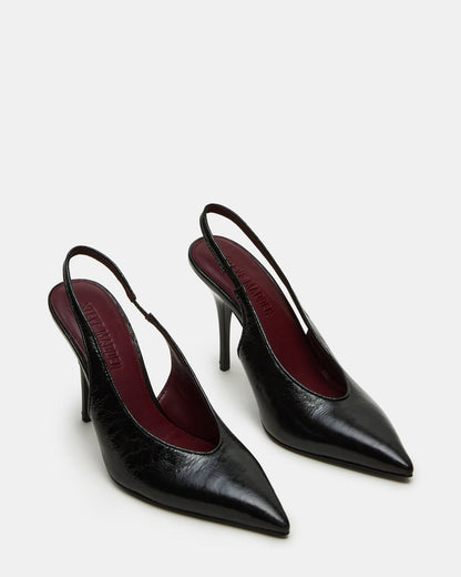 ANDROMEDA Black Leather Slingback Pointed-Toe Stiletto Pump Women's Heel - Steve Madden