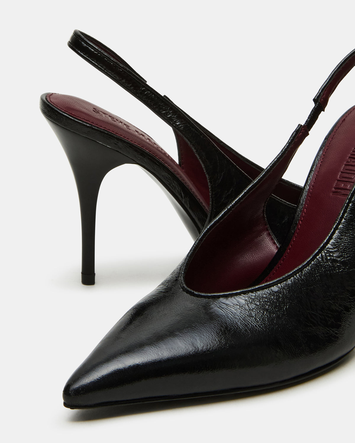 ANDROMEDA Black Leather Slingback Pointed-Toe Stiletto Pump Women's Heel - Steve Madden