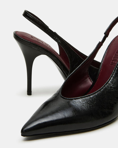 ANDROMEDA Black Leather Slingback Pointed-Toe Stiletto Pump Women's Heel - Steve Madden