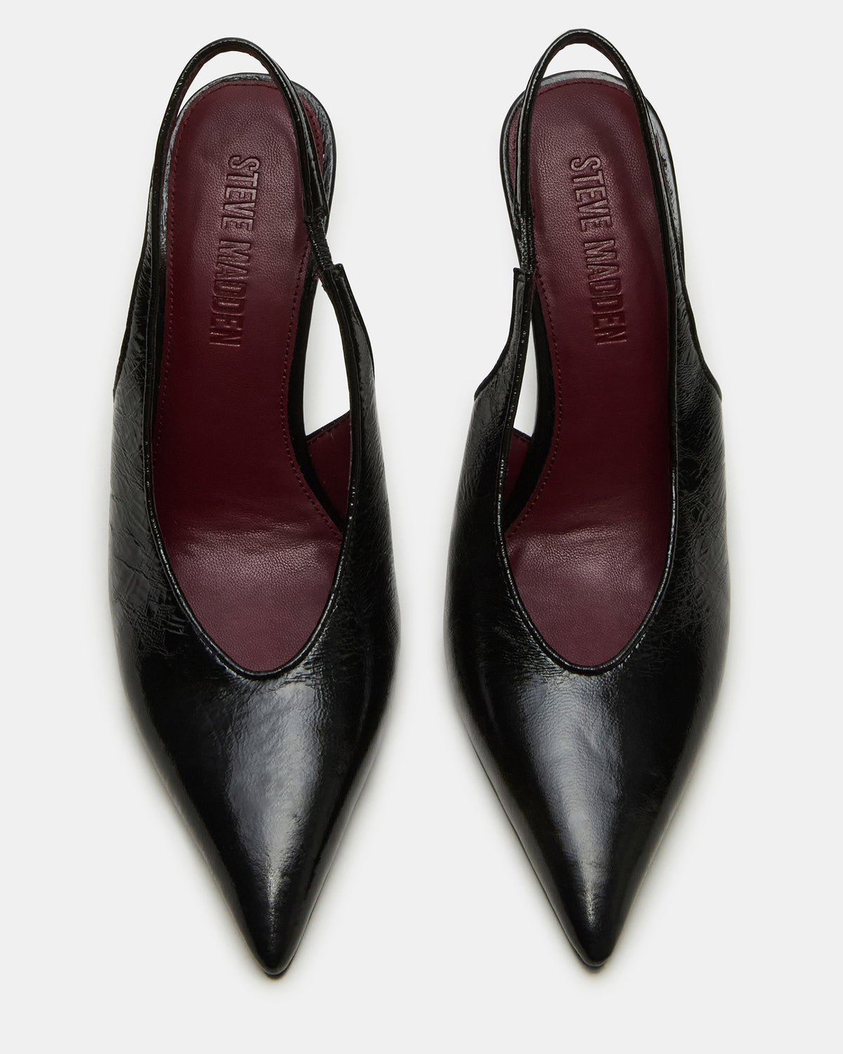 ANDROMEDA Black Leather Slingback Pointed-Toe Stiletto Pump Women's Heel - Steve Madden
